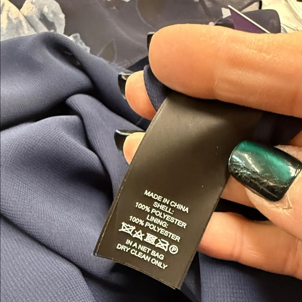 Kate Spade Navy and Light Blue Floral Chiffon Embellished Midi Length Dress XS